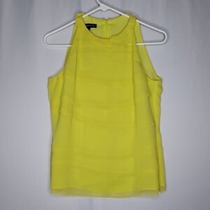 INC Int'l Concepts Silk Tier Tank Top Women 8 Neon Yellow Zip Flouresent Y2K 00s